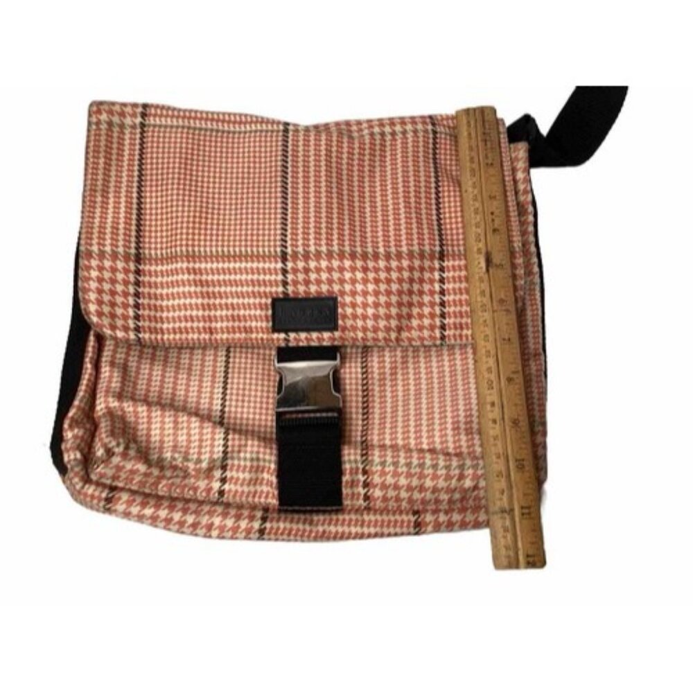 Vintage Ralph Lauren Crossbody Bag Purse Pink Houndstooth 4 Pockets - READ - Picture 7 of 7